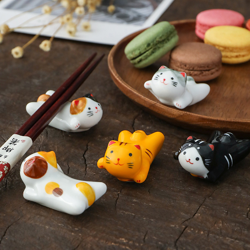 Kitchen Appliances Holder - Uçan Kedi Seramik Çubuk Desteği Japon