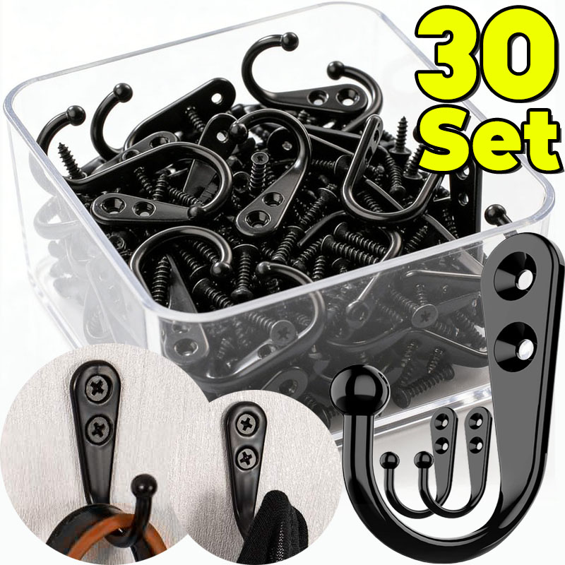 Kitchen Appliances Holder - Siyah Metal Kancalar Vidalı Duvara Monte