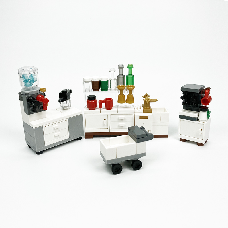 Kitchen Appliances Cabinet - MOC blok yaratıcı oyuncaklar mutfak aletleri