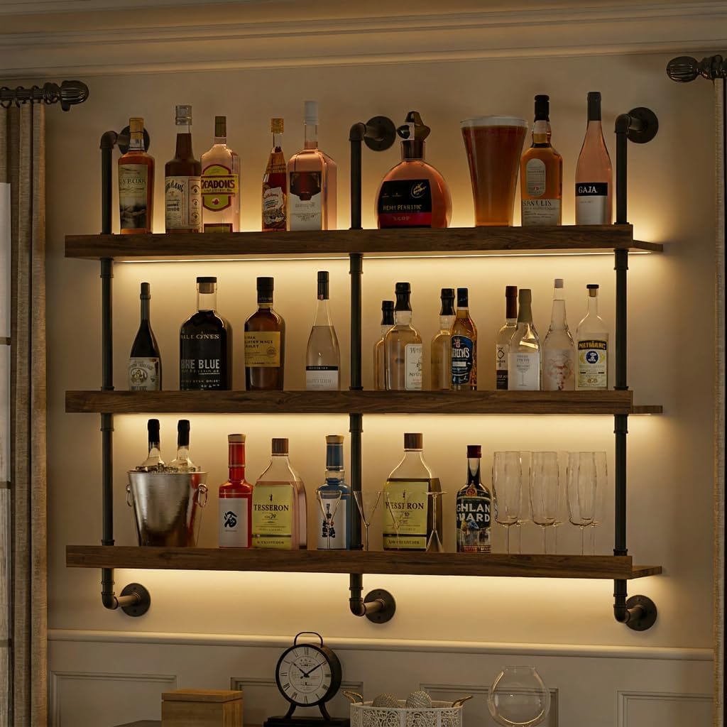 Kitchen Appliances Holder - Duvara Monte LED Işıklı Üç Katmanlı